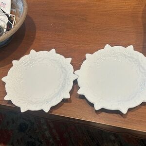 Temptations White Leaf-Patterned Plates